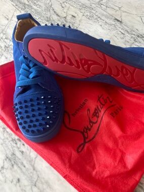 Red bottom blue suede spiked sneakers designer inspired size 9